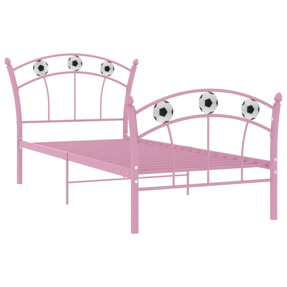 vidaXL Lit simple avec design de football Rose Métal 90x200 cm