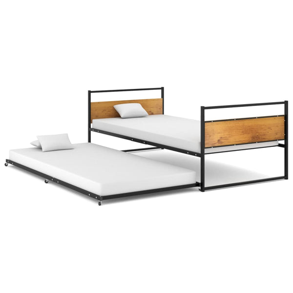 Ausziehbett Metall Schwarz 90x200 cm