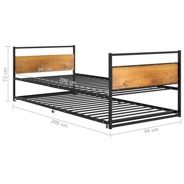 Ausziehbett Metall Schwarz 90x200 cm