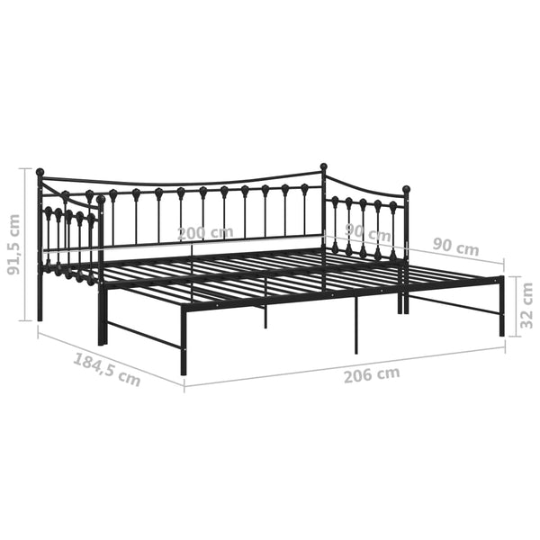 Ausziehsofa Bettgestell 90x200 cm Schwarz Metall