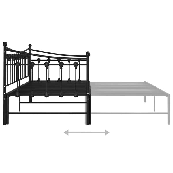 Ausziehsofa Bettgestell 90x200 cm Schwarz Metall