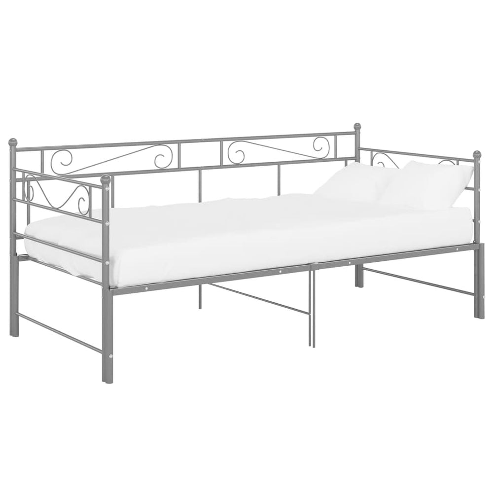 vidaXL Lit de repos extensible gris en métal 90x200 cm
