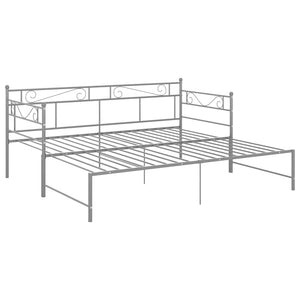 Ausziehbares Tagesbett Grau Metall 90x200 cm