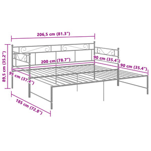 Ausziehbares Tagesbett Grau Metall 90x200 cm