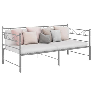Ausziehbares Tagesbett Grau Metall 90x200 cm