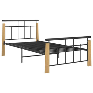 Metallbett mit Eichenholz 100x200 cm