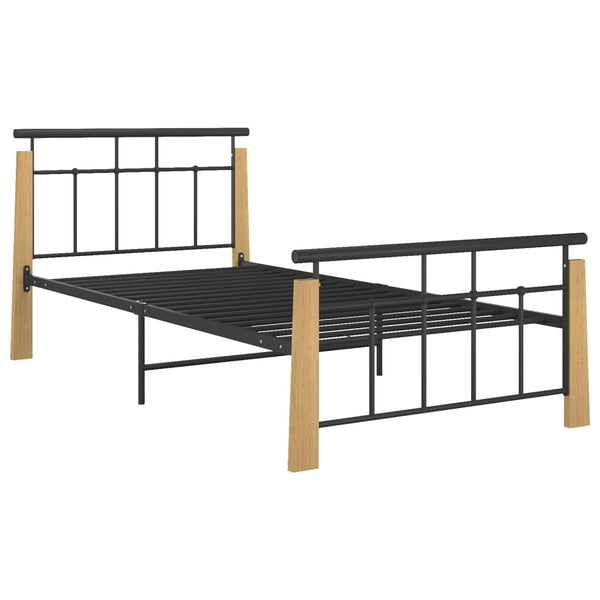 Metallbett mit Eichenholz 100x200 cm
