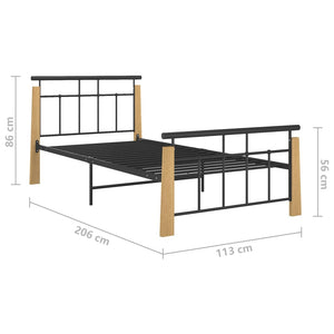 Metallbett mit Eichenholz 100x200 cm