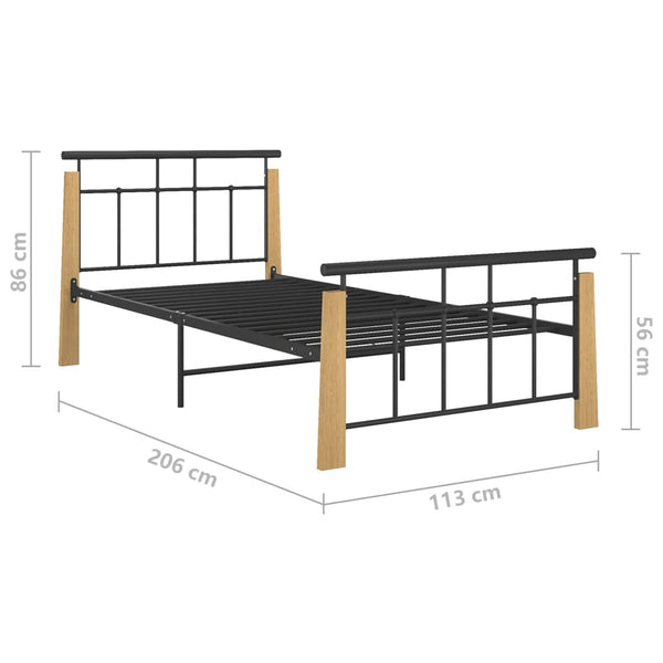 Metallbett mit Eichenholz 100x200 cm