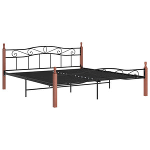 Bettgestell 200x200 cm Schwarz Metall Eiche
