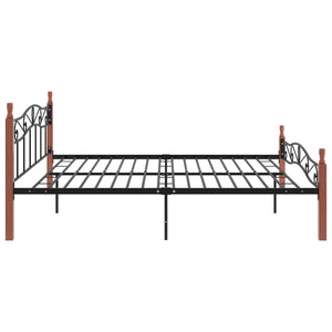 Bettgestell 200x200 cm Schwarz Metall Eiche