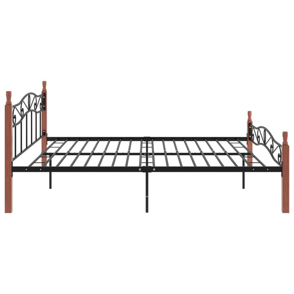 Bettgestell 200x200 cm Schwarz Metall Eiche