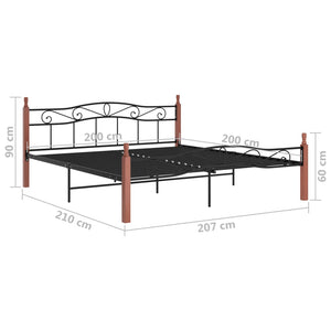 Bettgestell 200x200 cm Schwarz Metall Eiche