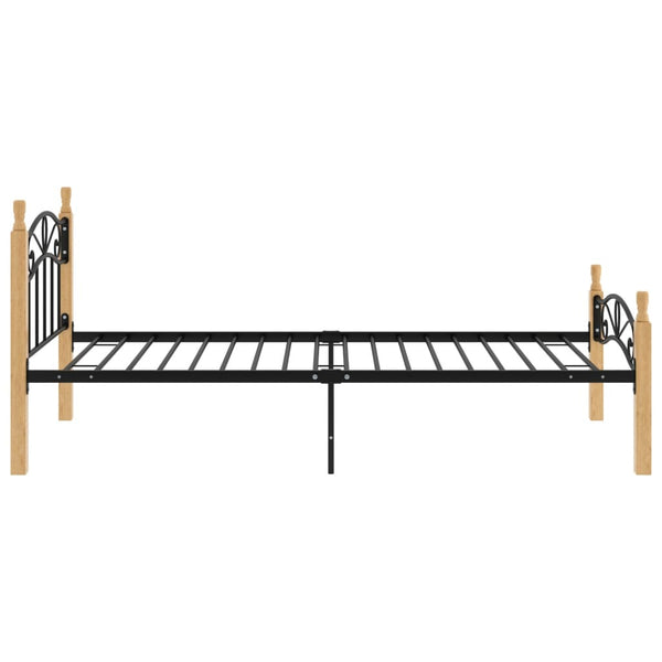 Bettgestell 90x200 cm Metall Eiche Schwarz