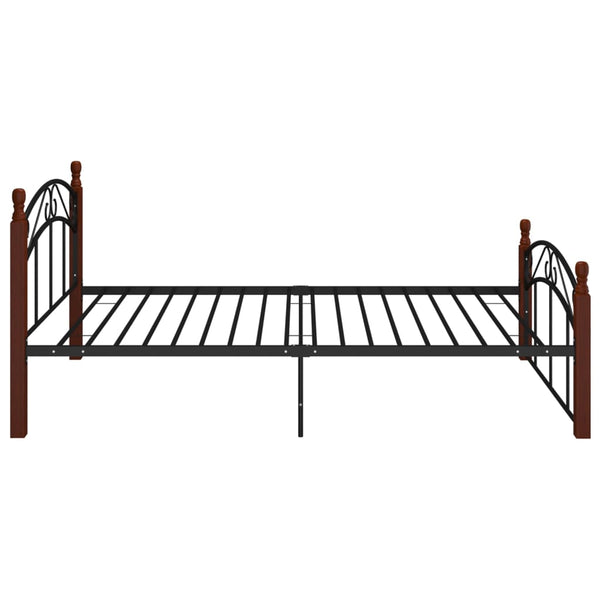 Bettgestell 120x200 cm Schwarz Metall Eiche