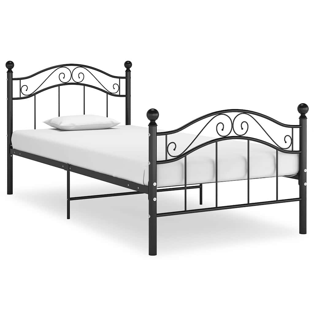 Schwarzes Metallbett 90x200 cm
