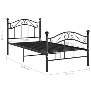 Schwarzes Metallbett 90x200 cm