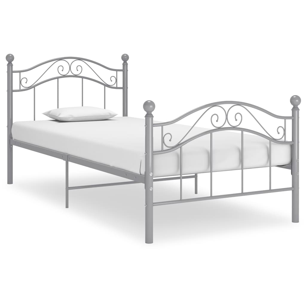 Graues Metallbett 90x200 cm