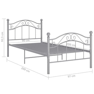 Graues Metallbett 90x200 cm