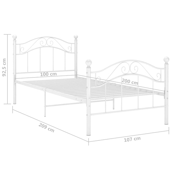 Metallbett Weiß 100x200 cm