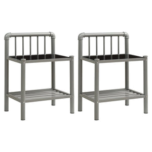 Nachttische 2er Set Grau Schwarz Glas