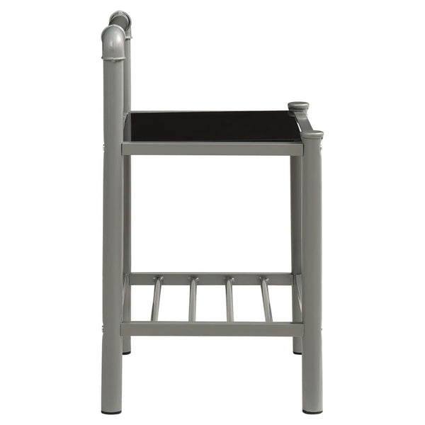 Nachttische 2er Set Grau Schwarz Glas