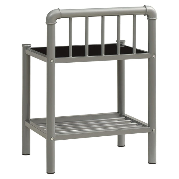 Nachttische 2er Set Grau Schwarz Glas