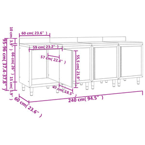 Arbeitsschrank 240x60x96 cm Edelstahl