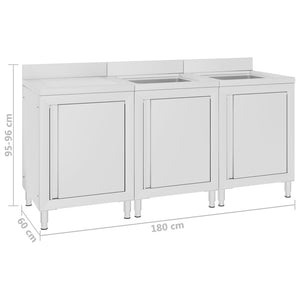 Gastro-Spülenunterschrank 180x60x96 cm Edelstahl