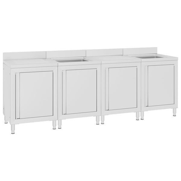 Gastro-Spülenunterschrank 240x60x96 cm Edelstahl