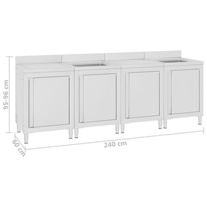 Gastro-Spülenunterschrank 240x60x96 cm Edelstahl
