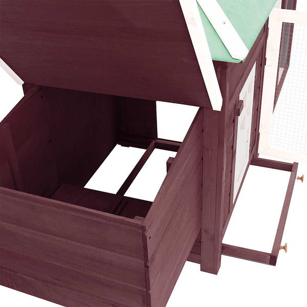 Hühnerstall mit Legenest Mokka 190x72x102 cm Tanne Massivholz