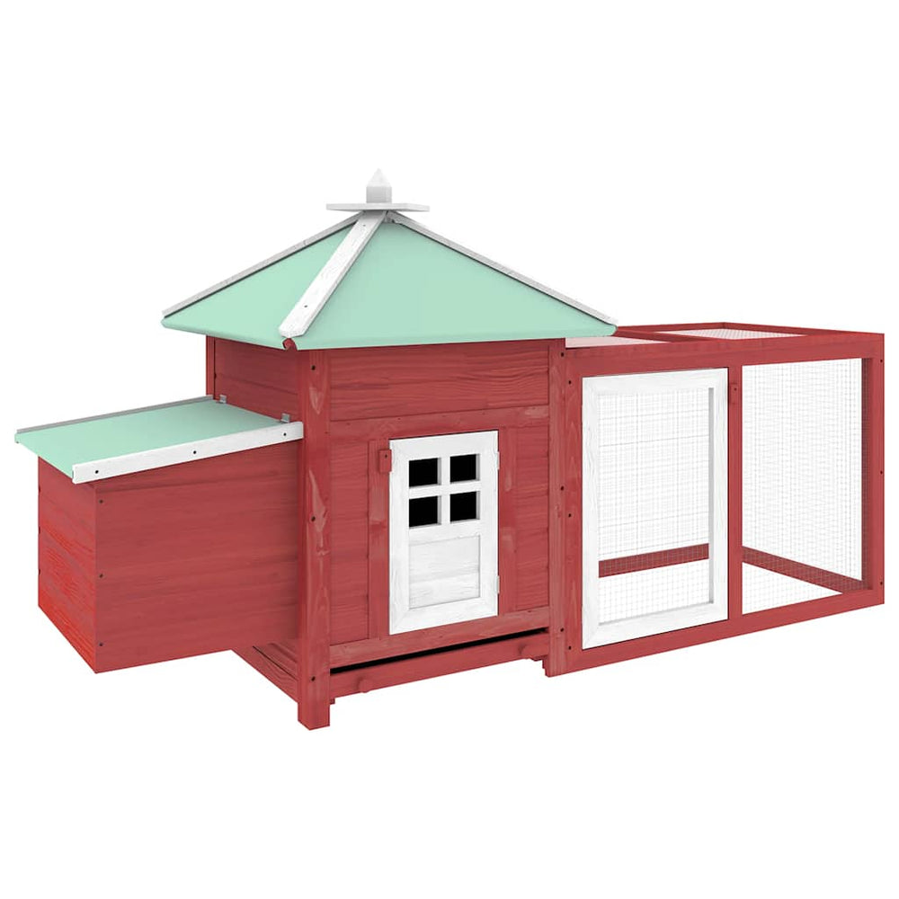 Hühnerstall mit Hühnernest Rot 190x72x102 cm Tanne Massivholz