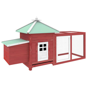 Hühnerstall mit Hühnernest Rot 190x72x102 cm Tanne Massivholz