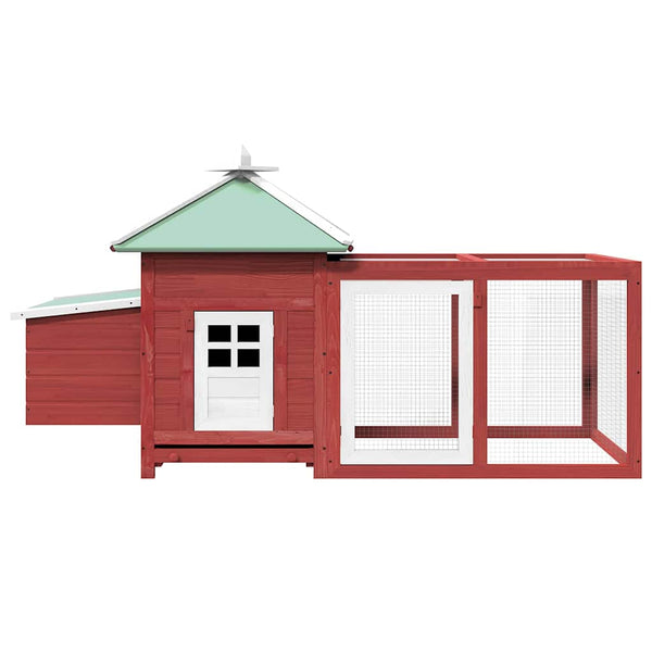 Hühnerstall mit Hühnernest Rot 190x72x102 cm Tanne Massivholz