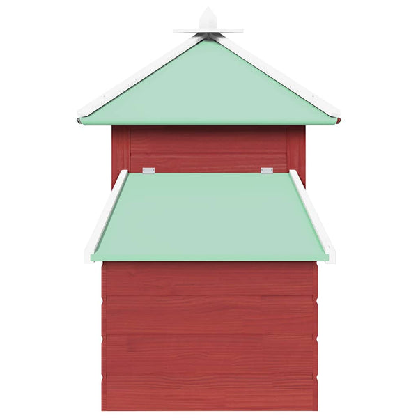 Hühnerstall mit Hühnernest Rot 190x72x102 cm Tanne Massivholz