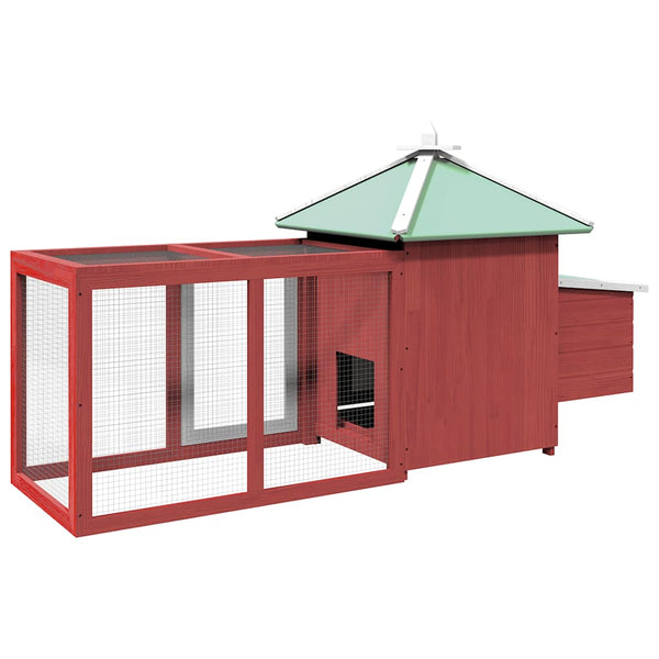 Hühnerstall mit Hühnernest Rot 190x72x102 cm Tanne Massivholz