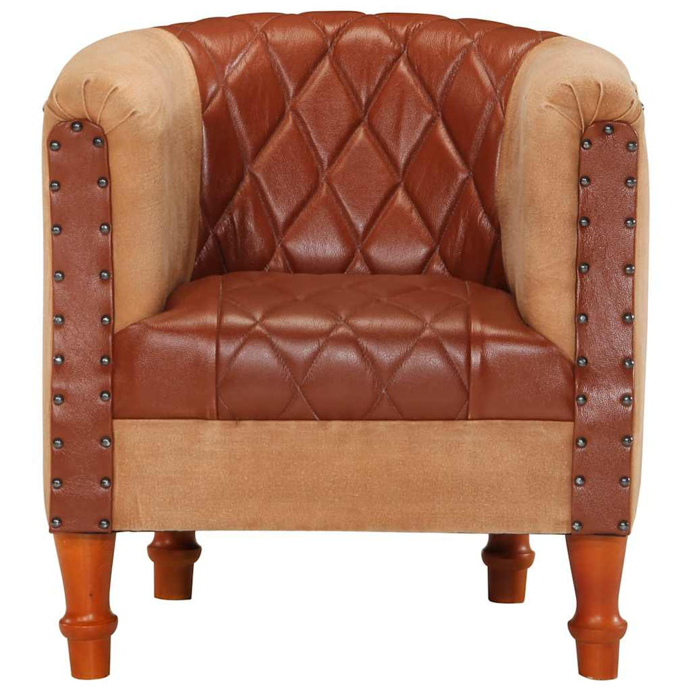 Ledersessel Braun Mango Massivholz