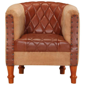 Ledersessel Braun Mango Massivholz