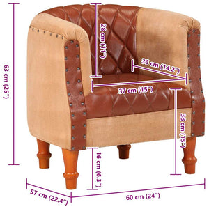 Ledersessel Braun Mango Massivholz