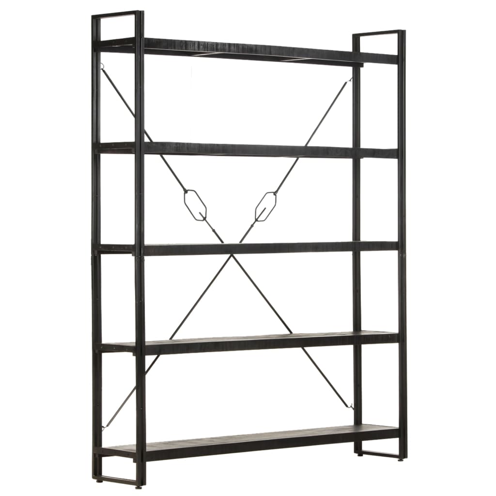 Schwarzes Bücherregal Mango Massivholz 180 cm
