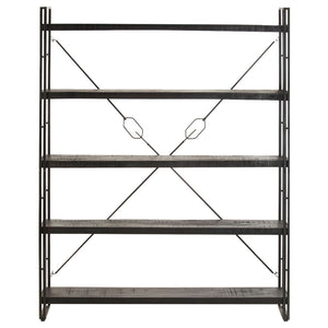 Schwarzes Bücherregal Mango Massivholz 180 cm