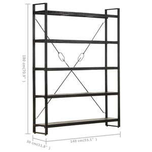 Schwarzes Bücherregal Mango Massivholz 180 cm