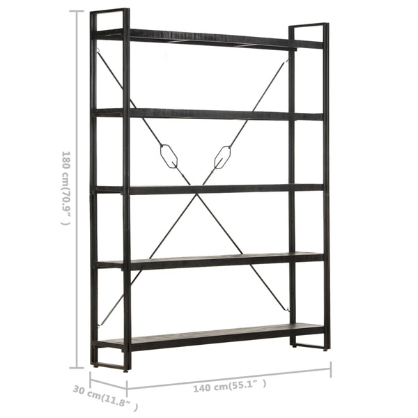 Schwarzes Bücherregal Mango Massivholz 180 cm
