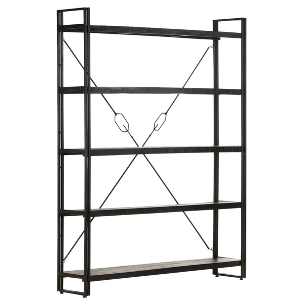 Schwarzes Bücherregal Mango Massivholz 180 cm