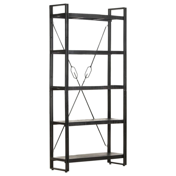 Schwarzes Bücherregal Mango Massivholz 90x180cm