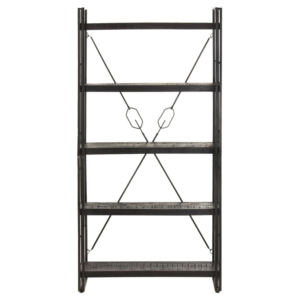 Schwarzes Bücherregal Mango Massivholz 90x180cm