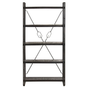 Schwarzes Bücherregal Mango Massivholz 90x180cm