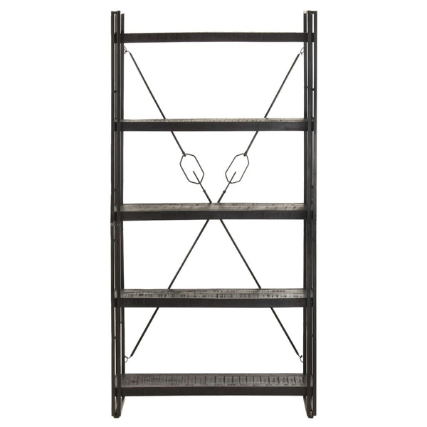 Schwarzes Bücherregal Mango Massivholz 90x180cm
