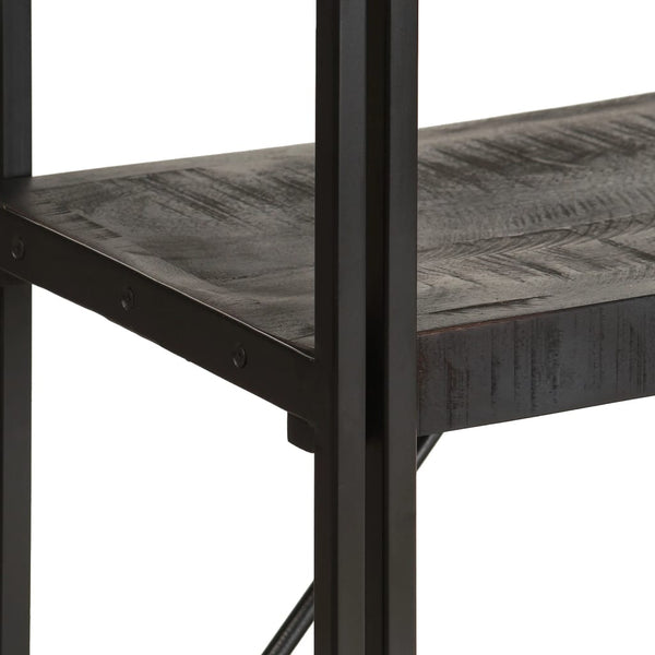 Schwarzes Bücherregal Mango Massivholz 90x180cm